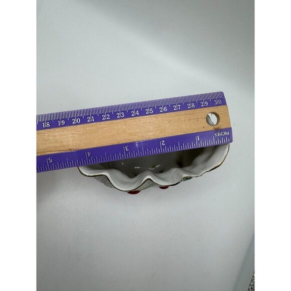 Mid Century Modern Japan Cherry Footed Bag Planter Vase MCM Gold Coloured Trim - Picture 5 of 9